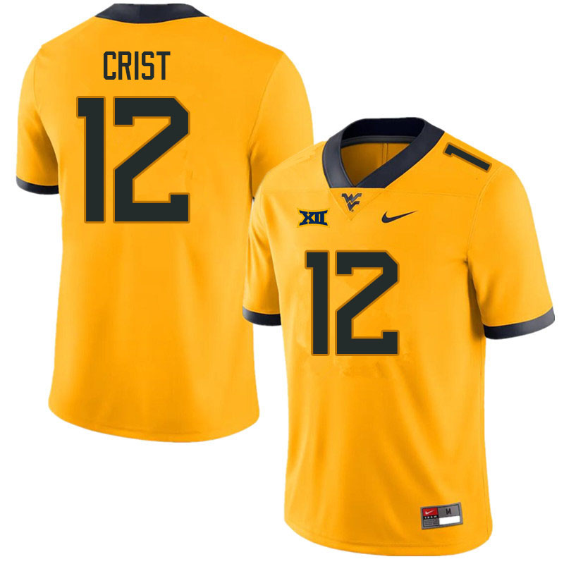 Men #12 Jackson Crist West Virginia Mountaineers College Football Jerseys Sale-Gold